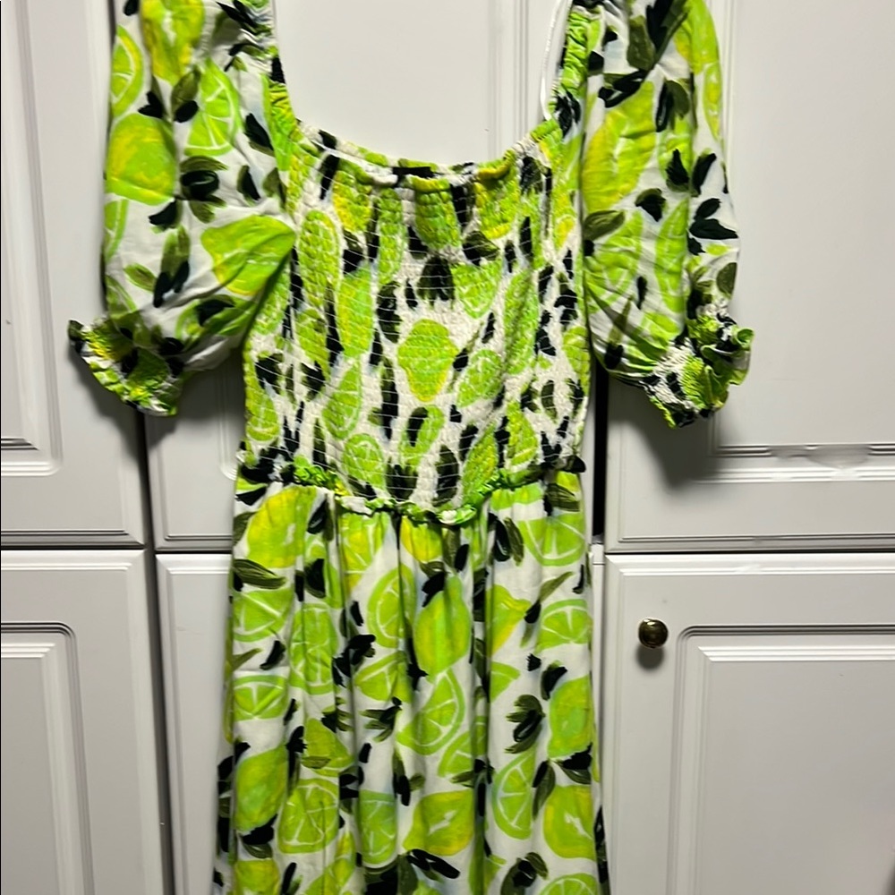 Fun Steve Madden Lime Green Patterned Summer Dress Lined -Size M!
